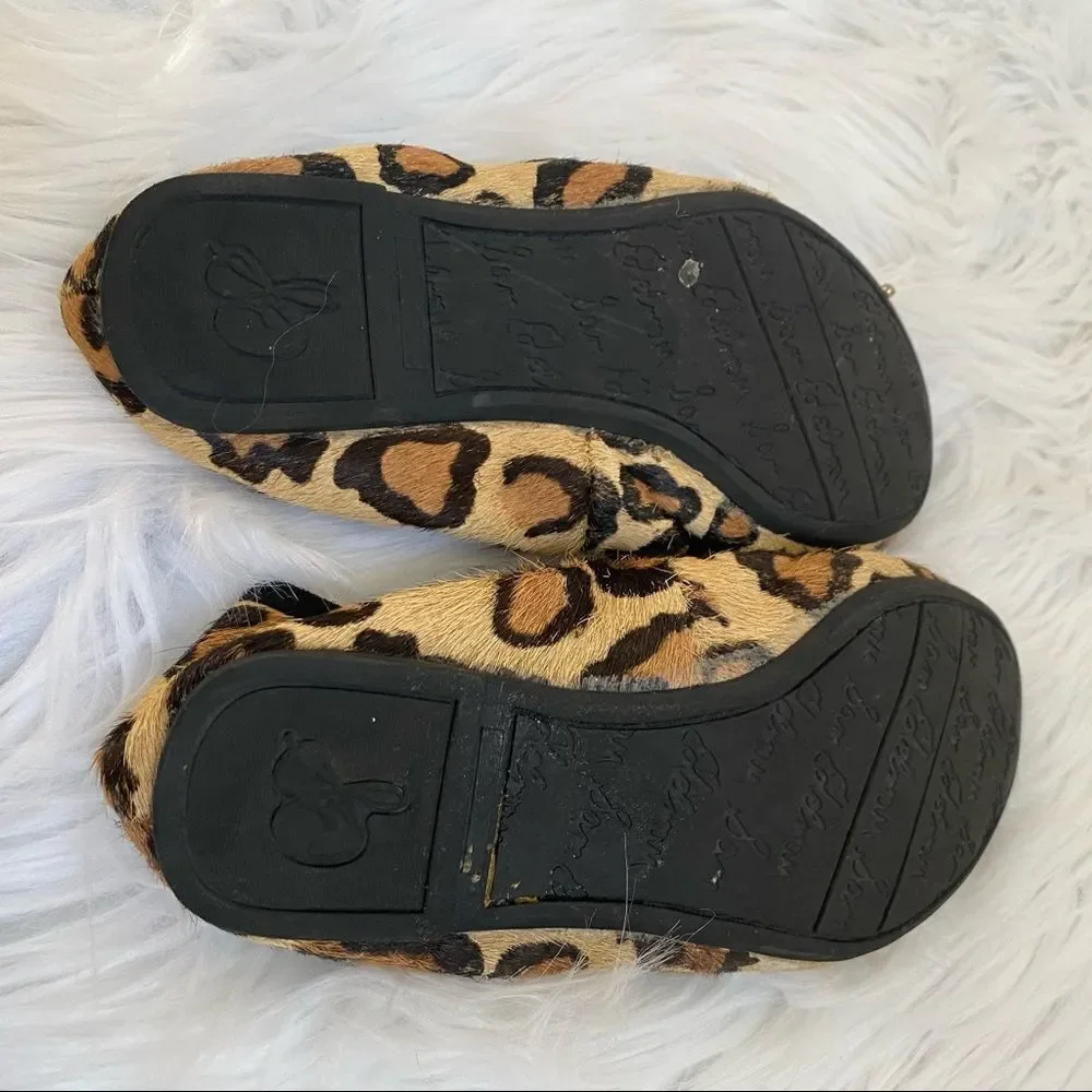 Sam Edelman calf hair on  leopard print flats ballet shoes 1.5